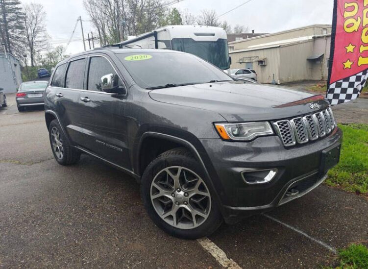Gray 2020 Jeep Grand Cherokee on the used-car lot at Iron Wolf Motors in Worcester, MA