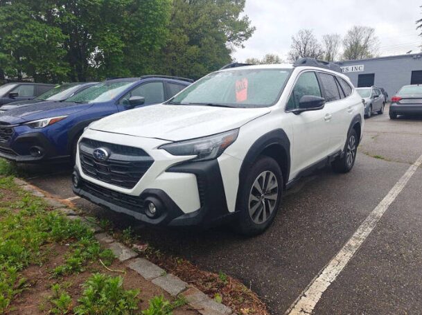 White Subaru Outback for sale on the Iron Wolf Motors lot in Worcester, MA